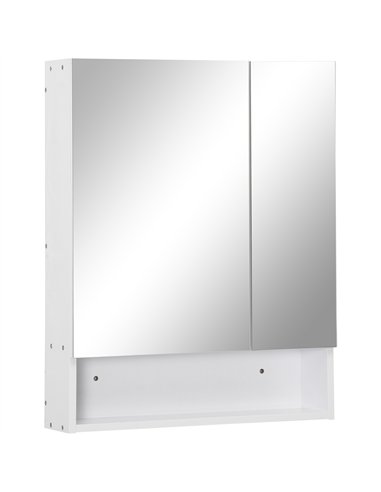 kleankin Bathroom Cabinet with Mirror, Wall Mounted Bathroom Mirror Cabinet with Adjustable Shelf, 2 Doors Storage Cupboard, Whi