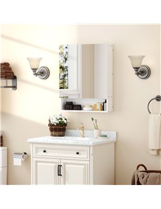 kleankin Bathroom Cabinet with Mirror, Wall Mounted Bathroom Mirror Cabinet with Adjustable Shelf, 2 Doors Storage Cupboard, Whi 2