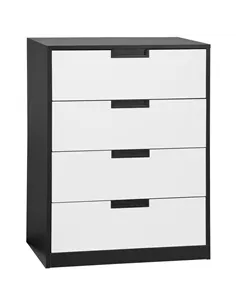 HOMCOM Drawer Chest, 4-Drawer Storage Cabinet Organiser for Bedroom, Living Room, 60cmx40cmx80cm, White and Black