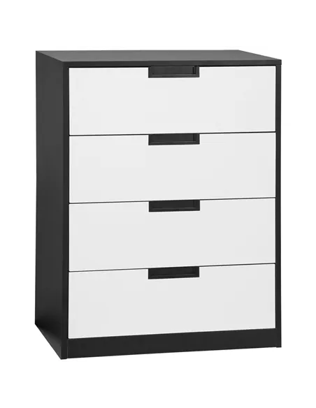 HOMCOM Drawer Chest, 4-Drawer Storage Cabinet Organiser for Bedroom, Living Room, 60cmx40cmx80cm, White and Black