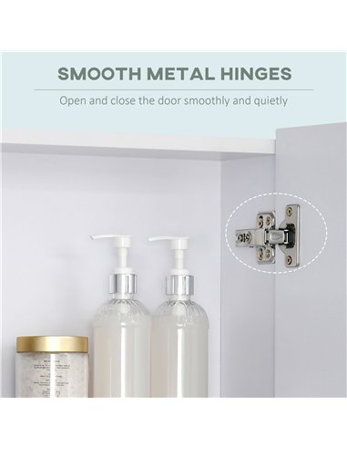 kleankin Bathroom Cabinet with Mirror, Wall Mounted Bathroom Mirror Cabinet with Adjustable Shelf, 2 Doors Storage Cupboard, Whi