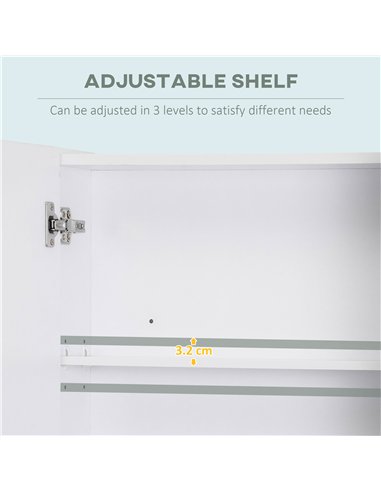 kleankin Bathroom Cabinet with Mirror, Wall Mounted Bathroom Mirror Cabinet with Adjustable Shelf, 2 Doors Storage Cupboard, Whi