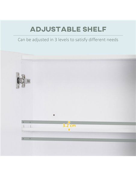 kleankin Bathroom Cabinet with Mirror, Wall Mounted Bathroom Mirror Cabinet with Adjustable Shelf, 2 Doors Storage Cupboard, Whi