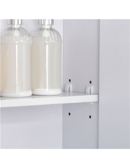 kleankin Bathroom Cabinet with Mirror, Wall Mounted Bathroom Mirror Cabinet with Adjustable Shelf, 2 Doors Storage Cupboard, Whi