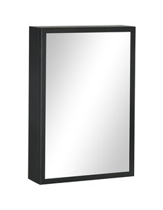 kleankin Bathroom Cabinet with Mirror, Wall Mounted Bathroom Mirror Cabinet with Storage Shelves, 40 x 12 x 60 cm, Black