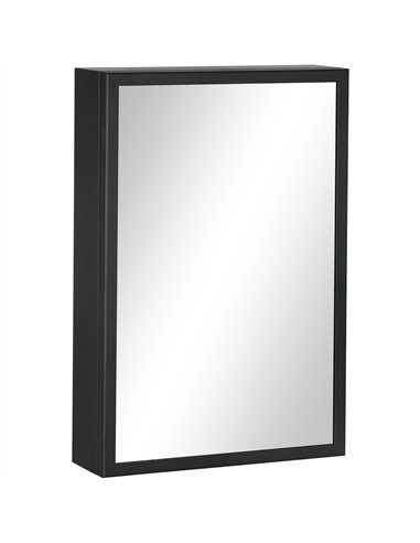 kleankin Bathroom Cabinet with Mirror, Wall Mounted Bathroom Mirror Cabinet with Storage Shelves, 40 x 12 x 60 cm, Black