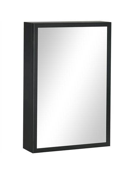 kleankin Bathroom Cabinet with Mirror, Wall Mounted Bathroom Mirror Cabinet with Storage Shelves, 40 x 12 x 60 cm, Black