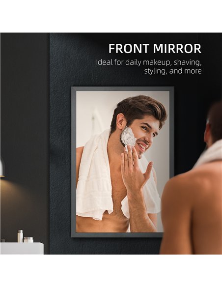 kleankin Bathroom Cabinet with Mirror, Wall Mounted Bathroom Mirror Cabinet with Storage Shelves, 40 x 12 x 60 cm, Black