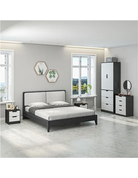 HOMCOM Drawer Chest, 4-Drawer Storage Cabinet Organiser for Bedroom, Living Room, 60cmx40cmx80cm, White and Black