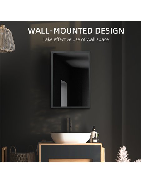 kleankin Bathroom Cabinet with Mirror, Wall Mounted Bathroom Mirror Cabinet with Storage Shelves, 40 x 12 x 60 cm, Black