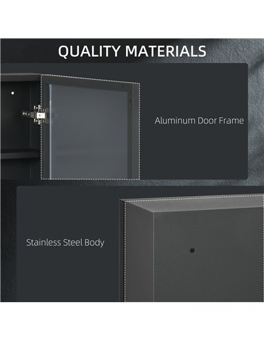 kleankin Bathroom Cabinet with Mirror, Wall Mounted Bathroom Mirror Cabinet with Storage Shelves, 40 x 12 x 60 cm, Black