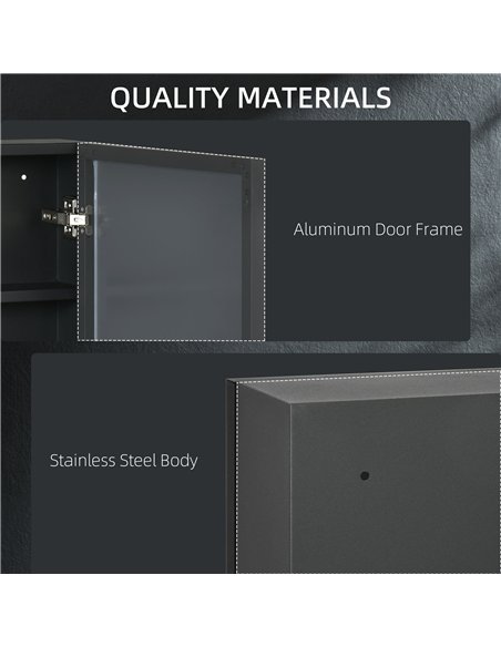 kleankin Bathroom Cabinet with Mirror, Wall Mounted Bathroom Mirror Cabinet with Storage Shelves, 40 x 12 x 60 cm, Black