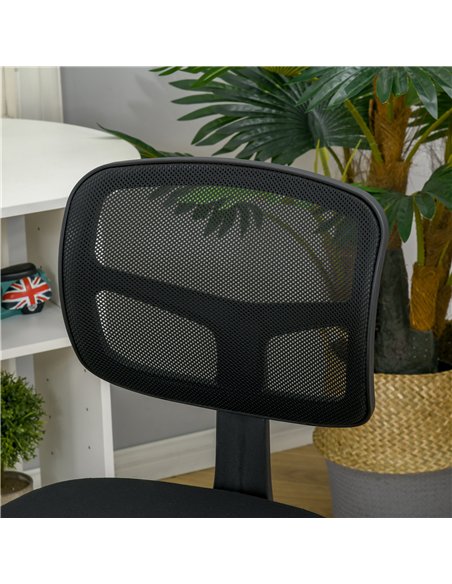 Vinsetto Small Office Chair without Arms, Ergonomic Swivel Mesh Desk Chair with Curved Back and Wheels, Height Adjustable, for H