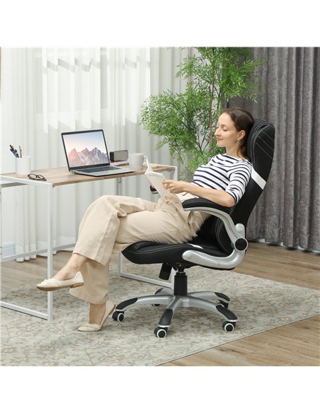 Vinsetto Linen-Look Office Chair, with Adjustable Height and Tension - Black