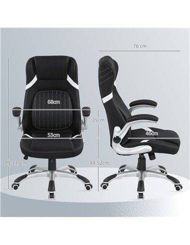 Vinsetto Linen-Look Office Chair, with Adjustable Height and Tension - Black