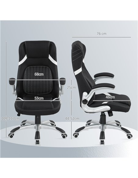 Vinsetto Linen-Look Office Chair, with Adjustable Height and Tension - Black