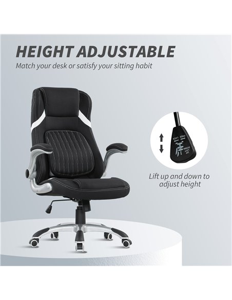 Vinsetto Linen-Look Office Chair, with Adjustable Height and Tension - Black