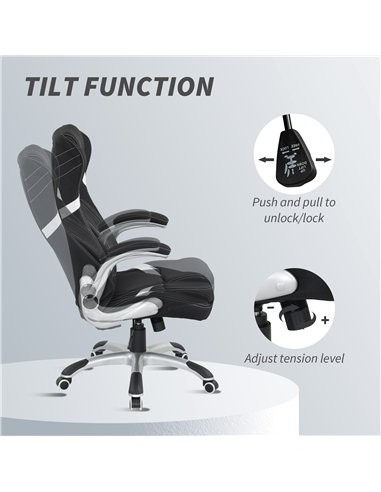 Vinsetto Linen-Look Office Chair, with Adjustable Height and Tension - Black