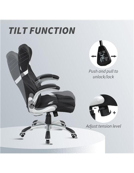 Vinsetto Linen-Look Office Chair, with Adjustable Height and Tension - Black