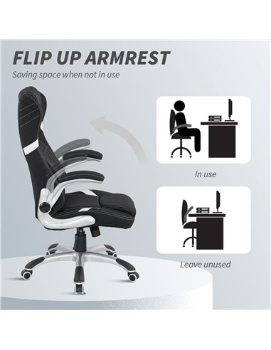 Vinsetto Linen-Look Office Chair, with Adjustable Height and Tension - Black