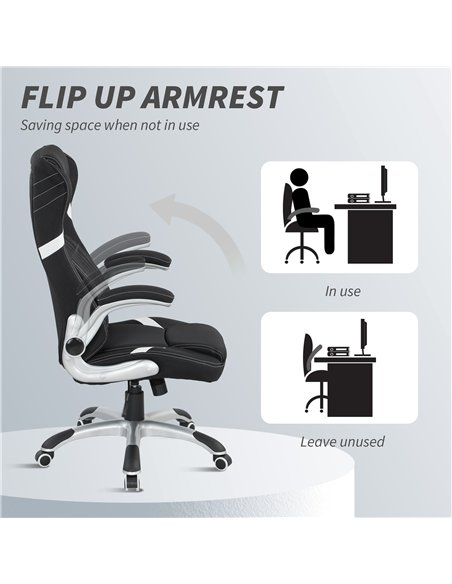 Vinsetto Linen-Look Office Chair, with Adjustable Height and Tension - Black