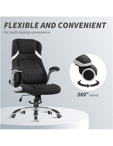 Vinsetto Linen-Look Office Chair, with Adjustable Height and Tension - Black