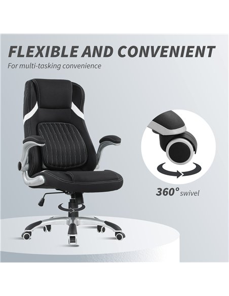 Vinsetto Linen-Look Office Chair, with Adjustable Height and Tension - Black