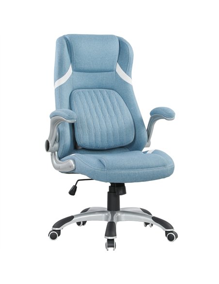 Vinsetto Linen-Look Office Chair, with Adjustable Height and Tension - Blue