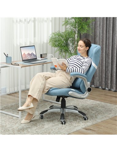 Vinsetto Linen-Look Office Chair, with Adjustable Height and Tension - Blue