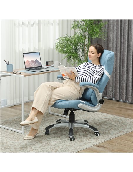 Vinsetto Linen-Look Office Chair, with Adjustable Height and Tension - Blue