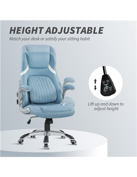 Vinsetto Linen-Look Office Chair, with Adjustable Height and Tension - Blue