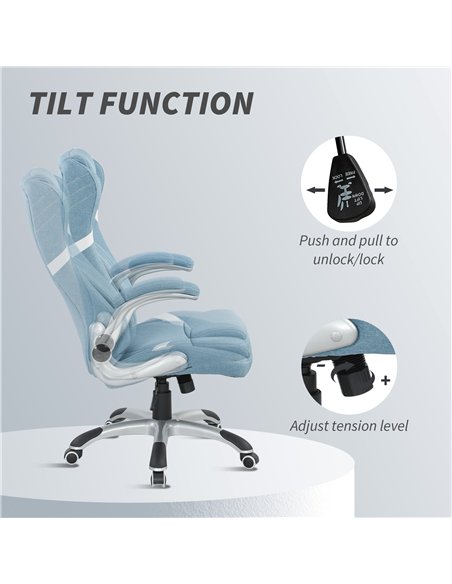 Vinsetto Linen-Look Office Chair, with Adjustable Height and Tension - Blue