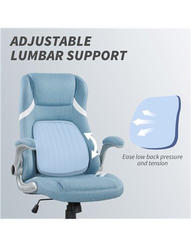 Vinsetto Linen-Look Office Chair, with Adjustable Height and Tension - Blue