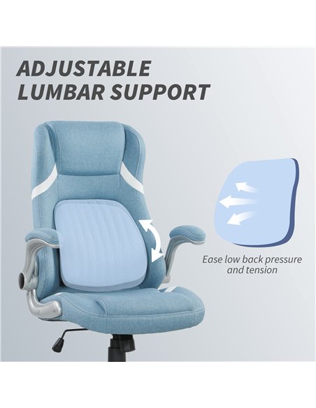 Vinsetto Linen-Look Office Chair, with Adjustable Height and Tension - Blue