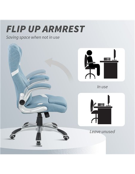 Vinsetto Linen-Look Office Chair, with Adjustable Height and Tension - Blue