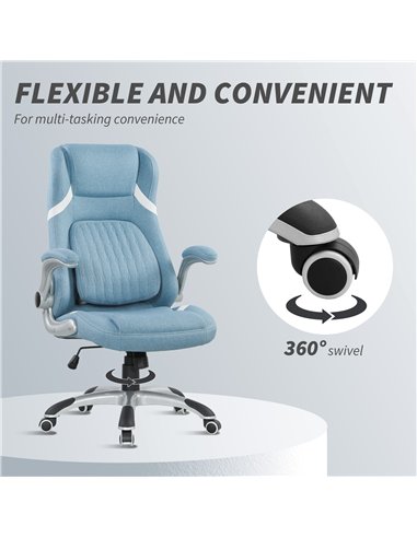 Vinsetto Linen-Look Office Chair, with Adjustable Height and Tension - Blue