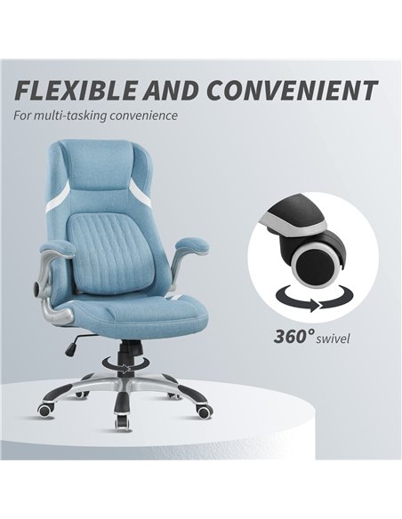 Vinsetto Linen-Look Office Chair, with Adjustable Height and Tension - Blue