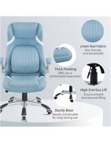 Vinsetto Linen-Look Office Chair, with Adjustable Height and Tension - Blue