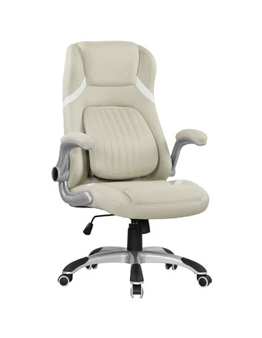 Vinsetto Linen-Look Office Chair, with Adjustable Height and Tension - Beige