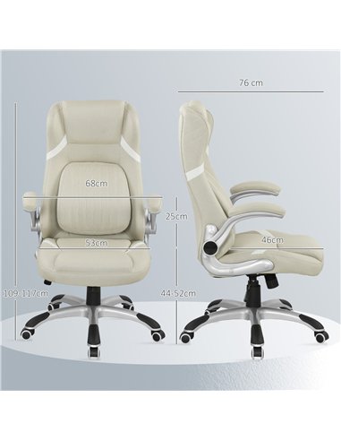 Vinsetto Linen-Look Office Chair, with Adjustable Height and Tension - Beige