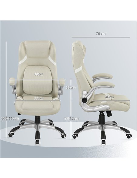 Vinsetto Linen-Look Office Chair, with Adjustable Height and Tension - Beige