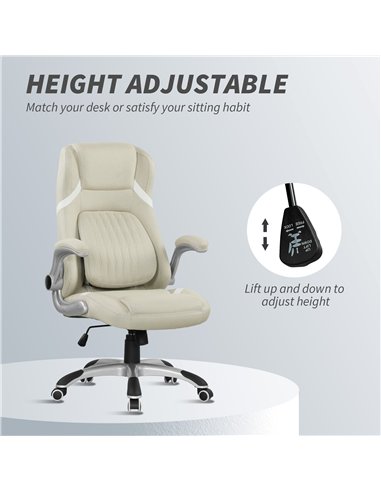 Vinsetto Linen-Look Office Chair, with Adjustable Height and Tension - Beige