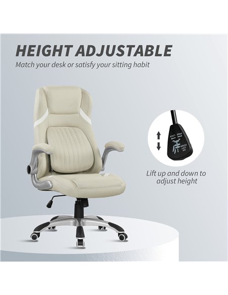 Vinsetto Linen-Look Office Chair, with Adjustable Height and Tension - Beige