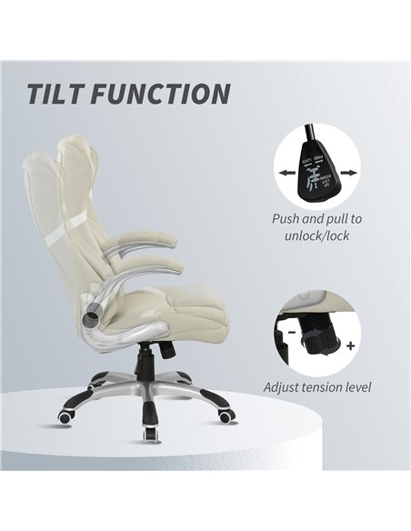 Vinsetto Linen-Look Office Chair, with Adjustable Height and Tension - Beige