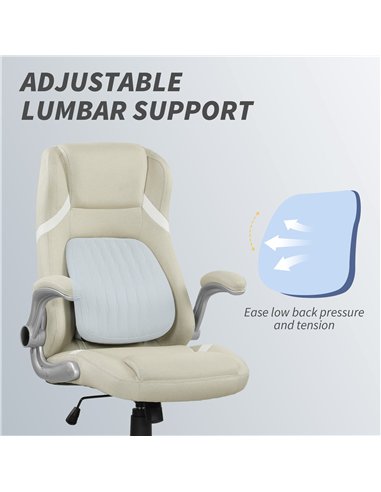 Vinsetto Linen-Look Office Chair, with Adjustable Height and Tension - Beige