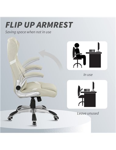 Vinsetto Linen-Look Office Chair, with Adjustable Height and Tension - Beige