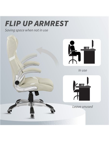 Vinsetto Linen-Look Office Chair, with Adjustable Height and Tension - Beige