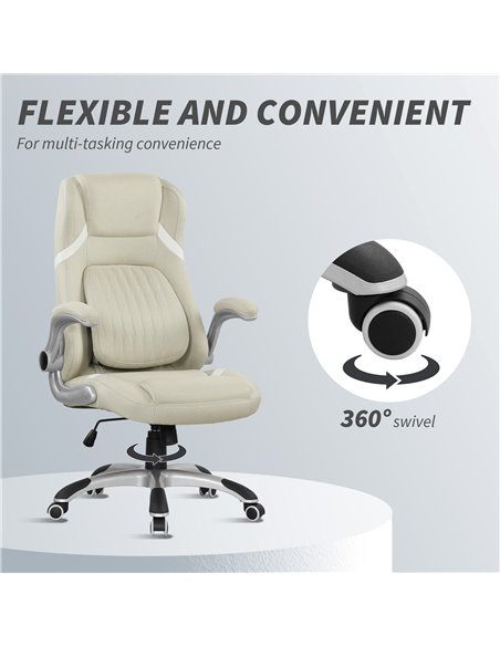 Vinsetto Linen-Look Office Chair, with Adjustable Height and Tension - Beige