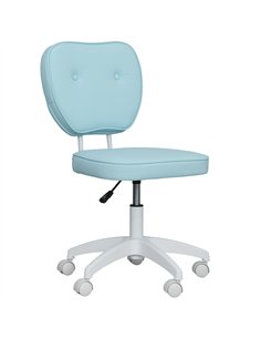 Vinsetto Vanity Office Chair, PU Leather Computer Chair for Home, with Adjustable Height, Armless, Swivel Wheels, Blue