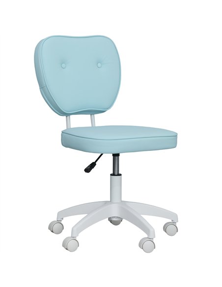Vinsetto Vanity Office Chair, PU Leather Computer Chair for Home, with Adjustable Height, Armless, Swivel Wheels, Blue